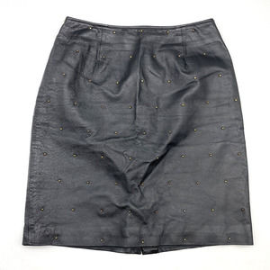 Vintage 90s David Benjamin Genuine Leather Midi Skirt with Studs Women's Size 10